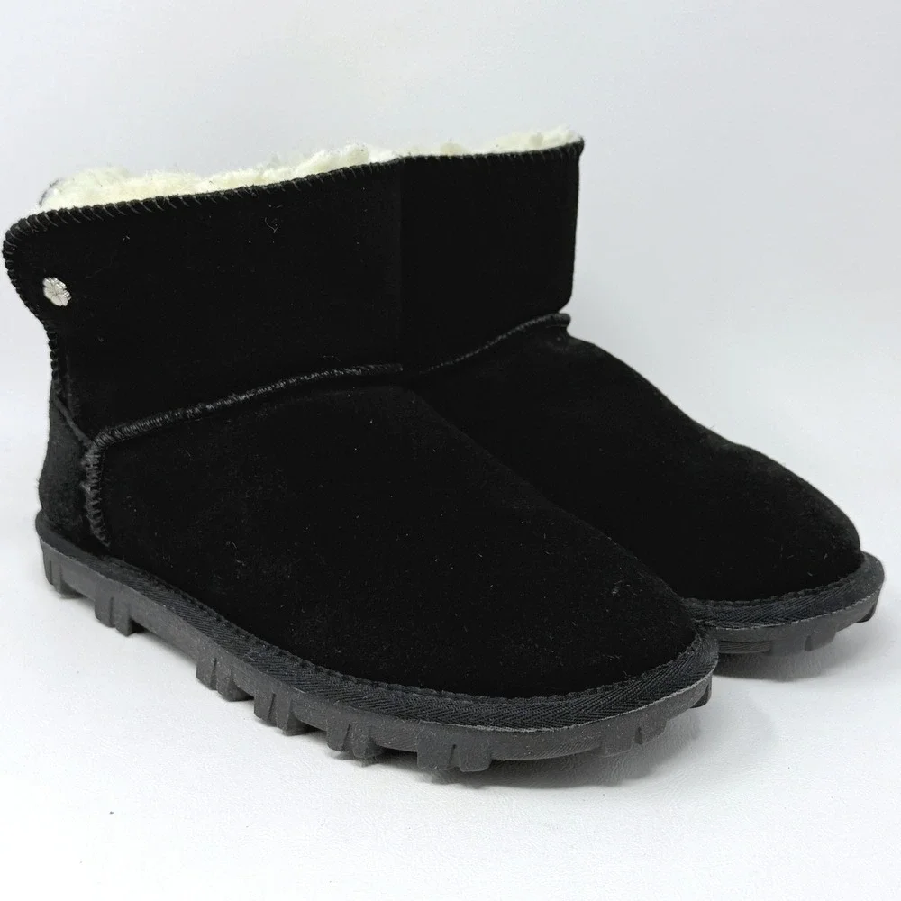 Tommy Bahama Afet Womens 9‎ Black Suede Ankle Boots Faux Shearling Indie Street
